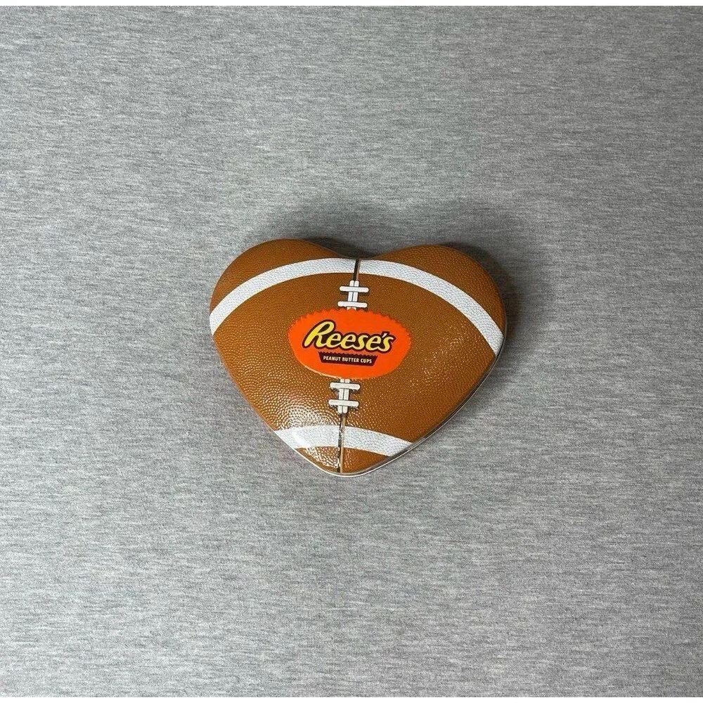 Reese's Peanut Butter Cup Football Heart Shaped Tin